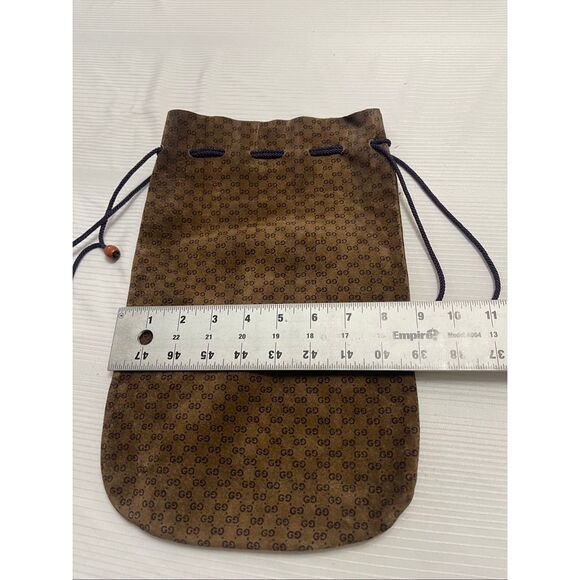 Gucci Monogram Vintage Rare Suede Leather Drawstring Pouch - Picture 4 of 6